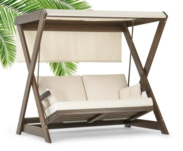 Mobeva Holox Yataklı Ladin Ahşap Salıncak Dış Mekan Bahçe, Teras Salıncağı -Lacivert ürün görseli 1