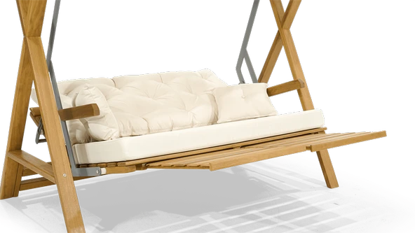 Mobeva Meda XL Ladin Ahşap Salıncak Dış Mekan Bahçe, Teras Salıncağı -Lacivert - Resim 5