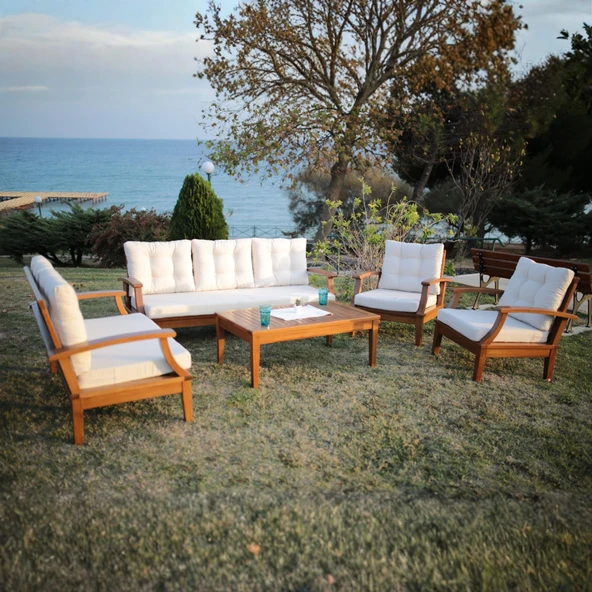 Bahçeme Çengelköy Bahçe Oturma Grubu 7 Kişilik - Ahşap Koltuk ve Sehpa Takımı - Resim 3