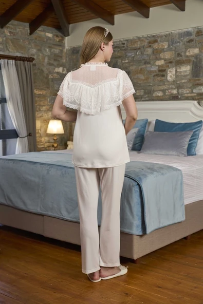 Aqua 26302 Dantel Detay Lohusa Pijama Takımı - Resim 4