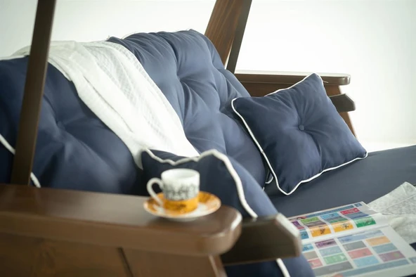 Mobeva Sunova İkili Ladin Ahşap Salıncak Dış Mekan Bahçe, Teras Salıncağı -Krem - Resim 8