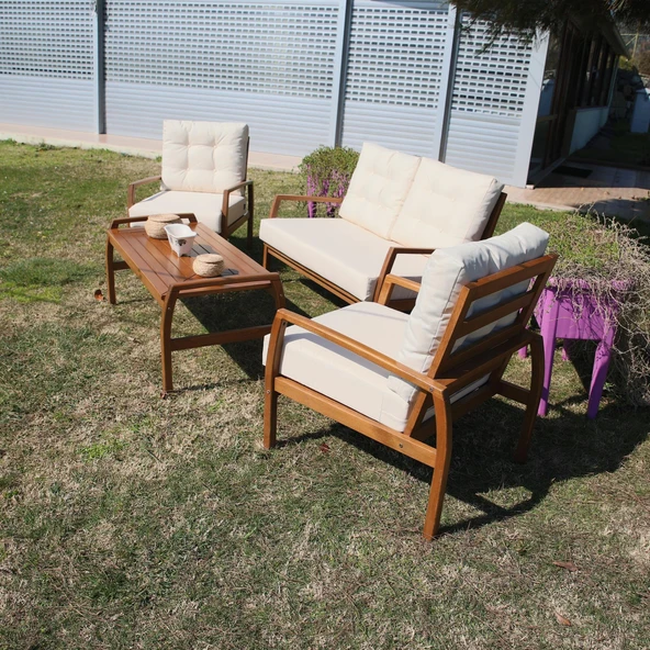 Bahçeme Gümbet Bahçe Oturma Grubu 4 Kişilik - Ahşap Koltuk ve Sehpa Takımı - Resim 4