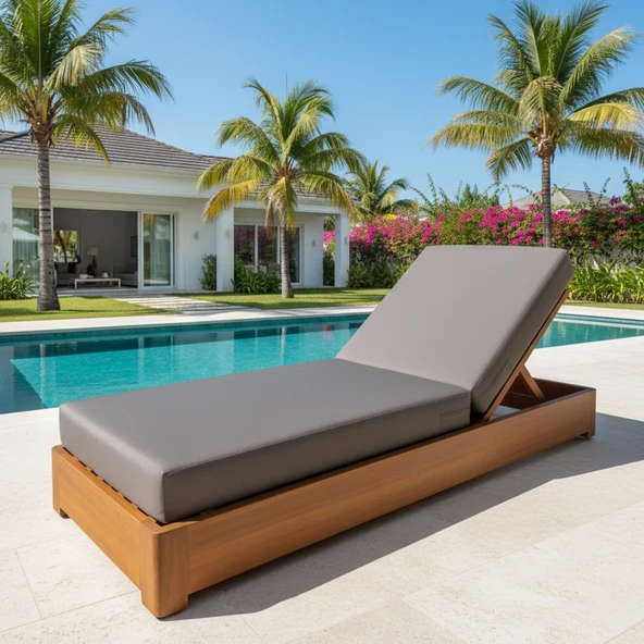 Bahçeme Malta Ahşap Şezlong - Masif Kayın - Plaj Havuz Bahçe Şezlongu - Resim 3