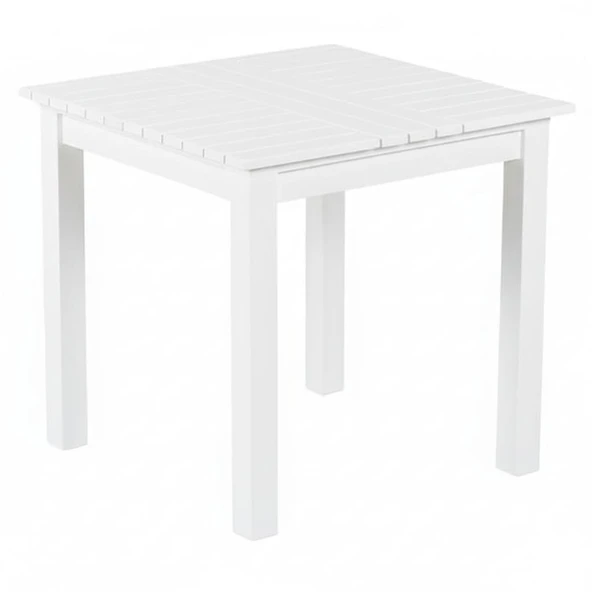 Bahçeme Kaş 80X80 Sabit Ayaklı Ahşap Masa - Beyaz Renk Teras Balkon Bahçe Masası ürün görseli 1