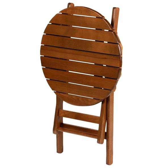 Bahçeme Avşa Ahşap Bahçe Takımı - 60lık Yuvarlak Masa + 2 Sandalye Katlanır Balkon Set - Resim 8