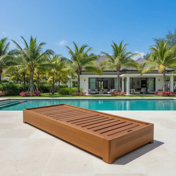 Bahçeme Malta Ahşap Şezlong - Masif Kayın - Plaj Havuz Bahçe Şezlongu - Resim 2