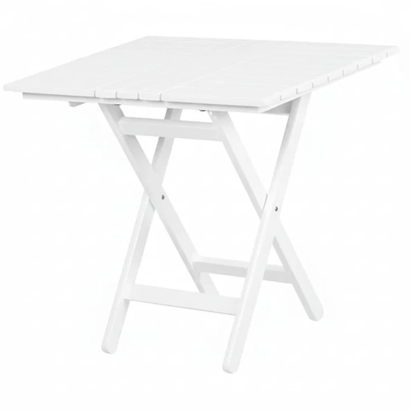 Bahçeme Avşa Ahşap Bahçe Takımı Beyaz - 70x70 Masa + 2 Sandalye Katlanır Balkon Set - Resim 6