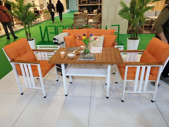 Bahçeme Çamlıca Alüminyum Kanepe Set - 4 Kişilik Bahçe Balkon Koltuk Takımı - Resim 3