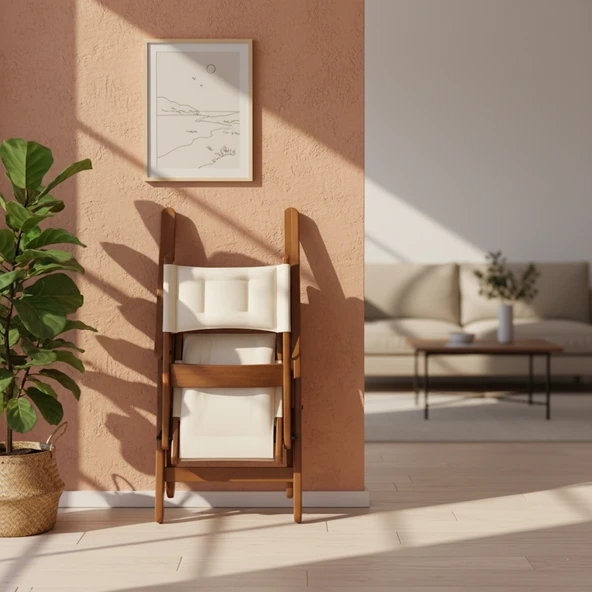 Bahçeme Marmaris Minderli Ahşap Bahçe Takımı: 90lık Masa + 3 Sandalye Katlanır Takım - Resim 2