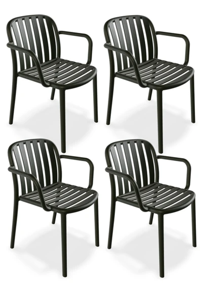 Papatya Balat Koltuk Servi Yeşil 4lü Paket - Plastik Bahçe Balkon Mutfak Sandalyesi ürün görseli 1