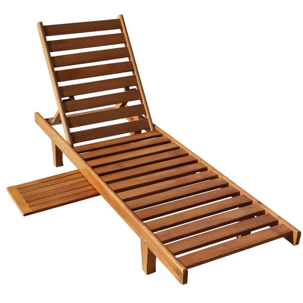 Bahçeme Riva Trend Sehpalı Ahşap Şezlong - 5 cm Minderli Bahçe Plaj Havuz Şezlongu - Resim 2