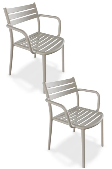 Papatya Hisar Koltuk Açık Gri 2li Paket - Plastik Bahçe Balkon Mutfak Sandalyesi ürün görseli 1