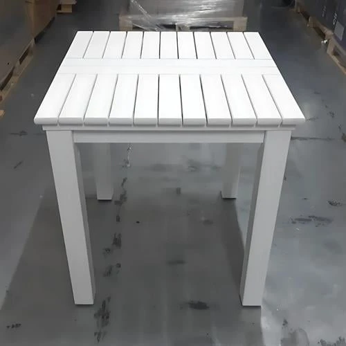 Bahçeme Kaş 70x70 Sabit Ayaklı Ahşap Masa - Beyaz Renk Teras Balkon Bahçe Masası - Resim 4