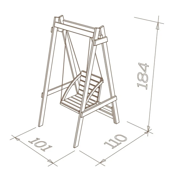 Mobeva Vendy Çocuk Salıncak Dış Mekan Bahçe, Teras Salıncağı - Ladin Ahşap Krem - Resim 10