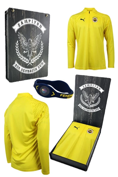 Fenerbahçe Orijinal Lisanslı 23/24 A Takım  Futbolcu Yarım Fermuar Sweat Lazer Kutulu + Bileklik Hediye Ahşap Kutu ürün görseli 1
