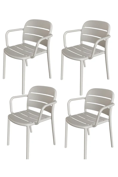Papatya Beykoz Koltuk Açık Gri 4lü Paket - Plastik Bahçe Balkon Mutfak Sandalyesi ürün görseli 1