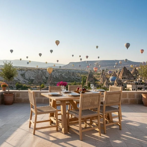 Bahçeme Taksim Kestane Bahçe Takımı: 6 Sandalye + 100X180 Masa - Resim 2