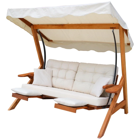 Bahçeci Venedik Ahşap Bahçe Salıncak 3 Kişilik - Ekstra Sağlam Masif Gürgen - Resim 3