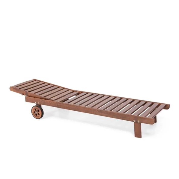 Bahçeme Riva Kademeli Ahşap Şezlong - Tekerlek Ayaklı Plaj Havuz Bahçe Şezlongu - Resim 4