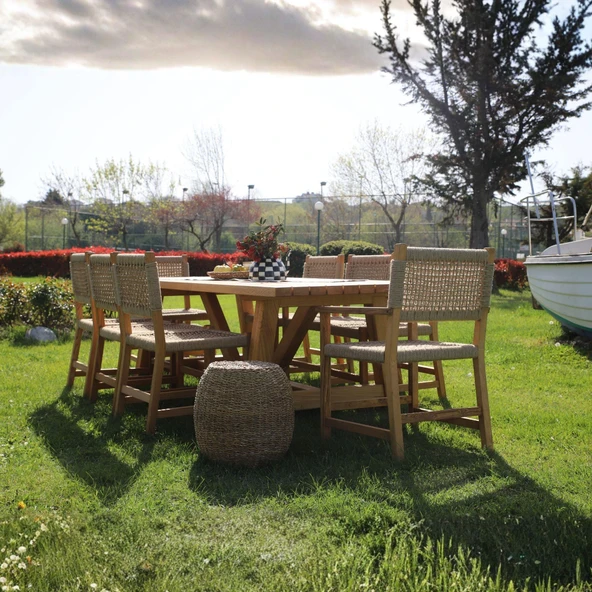 Bahçeme Taksim Kestane Bahçe Takımı: 8 Sandalye + 100X240 Masa - Resim 3