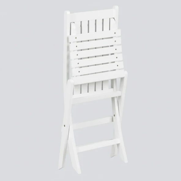 Bahçeme Avşa Ahşap Katlanır Bahçe Balkon Takımı Beyaz : 70x70 Masa + 4 Sandalye - Resim 6