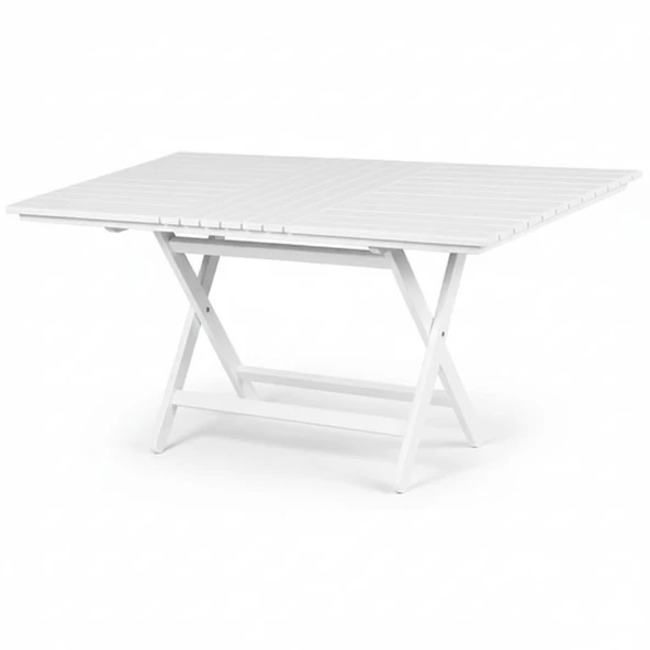 Bahçeme Antalya Katlanır Ahşap Bahçe Balkon Seti Beyaz: 80x140 Masa +4 Sandalye - Resim 7