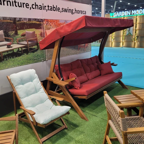 Bahçeme Belgrad Ahşap Bahçe Salıncak 4 Kişilik - Ekstra Sağlam Masif Gürgen - Resim 8