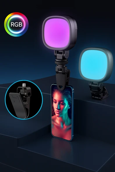 Taşınabilir Şarjlı Cep Telefonu&Kamera Selfi Işık Klipsli Güçlü Tiktok Youtube Çekim Işığı 10 Renk ürün görseli 1