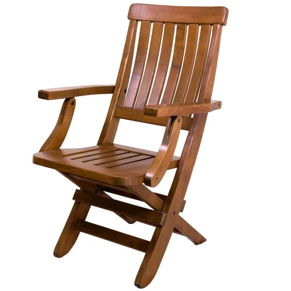 Bahçeme Muğla LX Katlanır Ahşap Bahçe Takımı: 80x140 Masa + 4 Sandalye - Resim 3