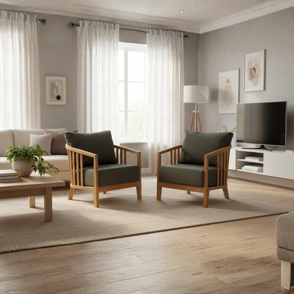 Bahçeme Emirgan (York) Bahçe Koltuk Tekli - Kestane İç Ve Dış Mekan Koltuğu (Minderli) - Resim 3