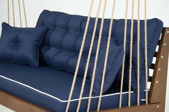 Mobeva Mome XL 4lü Ladin Ahşap Salıncak -Tavana Asmalı Salıncak -Lacivert - Resim 8