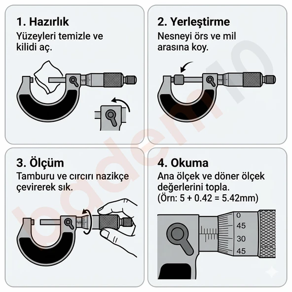 Standart Dış Çap Mikrometresi 0,01 mm Hassasiyet 0-25 mm Saklama Çantasında Ultra Hassa Ölçüm Aleti - Resim 4