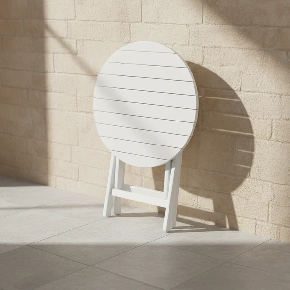 Bahçeme Marmaris Minderli Ahşap Bahçe Seti Beyaz: 90lık Masa + 3 Sandalye Katlanır Takım - Resim 3