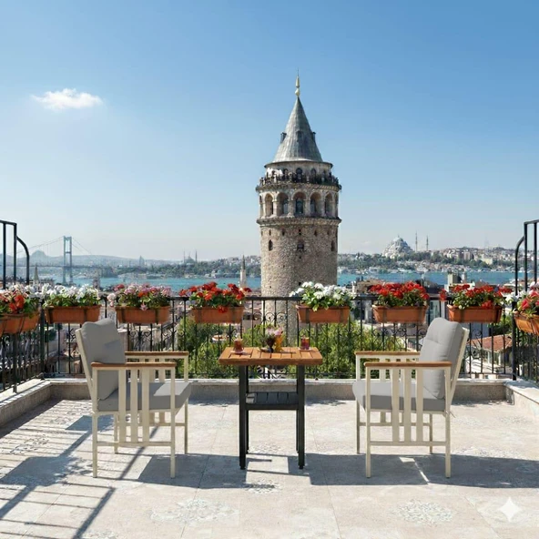 Bahçeme Çamlıca 2li Balkon Set - Alüminyum Bahçe  Teras Balkon Kanepe Takımı - Resim 3