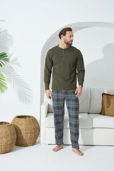 Kocabey 9245 Erkek Midi Yaka Pijama Takım - Resim 3
