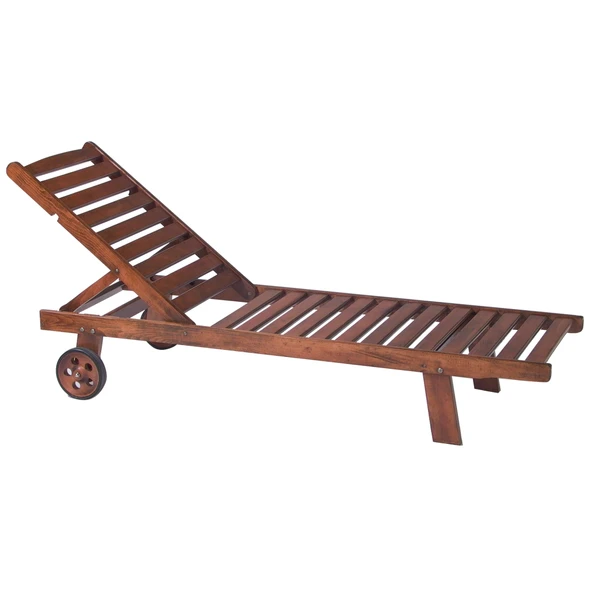 Bahçeme Riva Kademeli Ahşap Şezlong Tekerlekli -5 cm Minderli - Resim 9