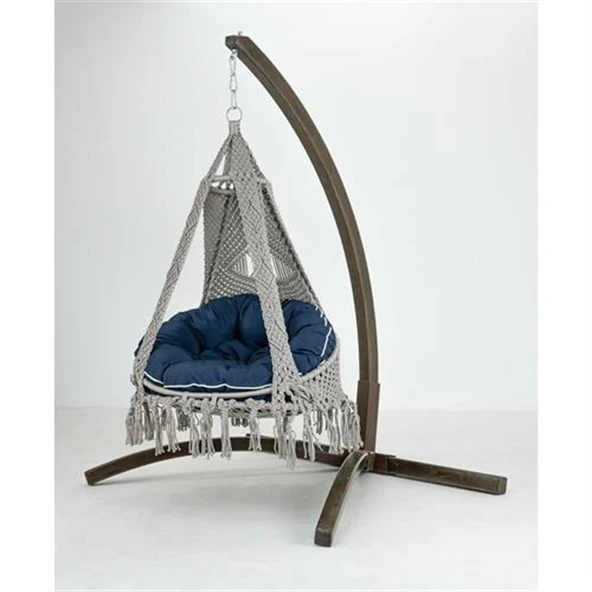 Mobeva Bade Comforte Ladin Ahşap Örgülü Salıncak - Bahçe, Balkon ve Teraslarda -Krem ürün görseli 1