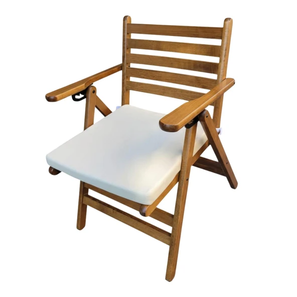 Bahçeme Antalya Katlanır Ahşap Sandalye - Masif Gürgen & Minder Oturum & 4 Kademe ürün görseli 1