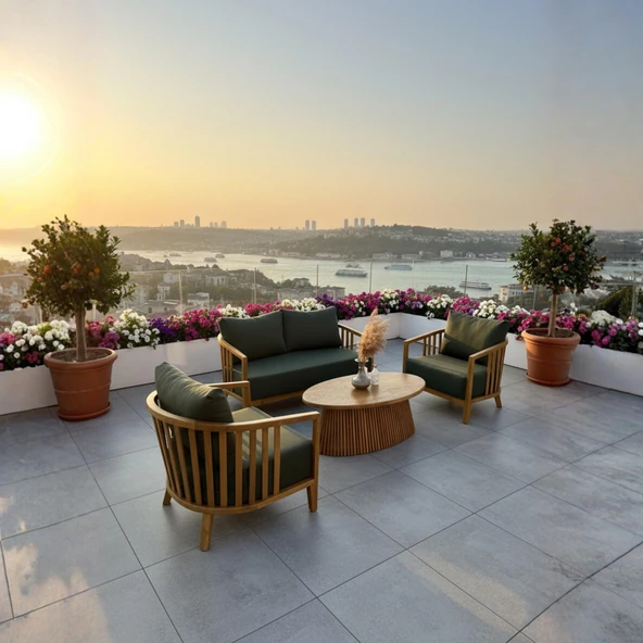 Bahçeme Emirgan (York) Bahçe Koltuk Tekli - Kestane İç Ve Dış Mekan Koltuğu (Minderli) - Resim 4