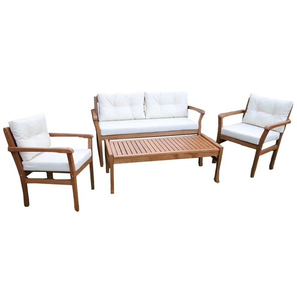 Bahçeme Bodrum Bahçe Oturma Grubu 4 Kişilik - Ahşap Koltuk ve Sehpa Takımı - Resim 3