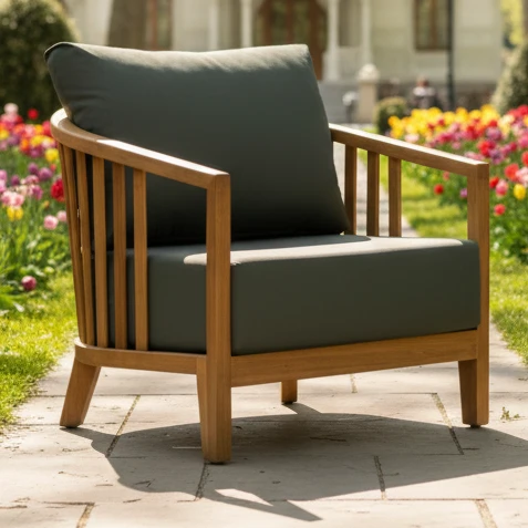 Bahçeme Emirgan (York) Bahçe Koltuk Tekli - Kestane İç Ve Dış Mekan Koltuğu (Minderli) ürün görseli 1