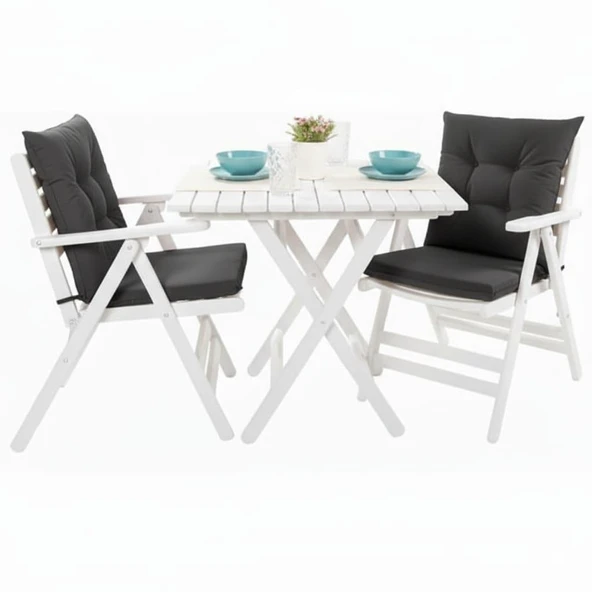 Bahçeme Antalya Katlanır Ahşap Sandalye - Beyaz Renk Masif Gürgen Bahçe Balkon Sandalyesi - Resim 5