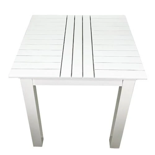 Bahçeme Kaş 70x70 Sabit Ayaklı Ahşap Masa - Beyaz Renk Teras Balkon Bahçe Masası - Resim 5