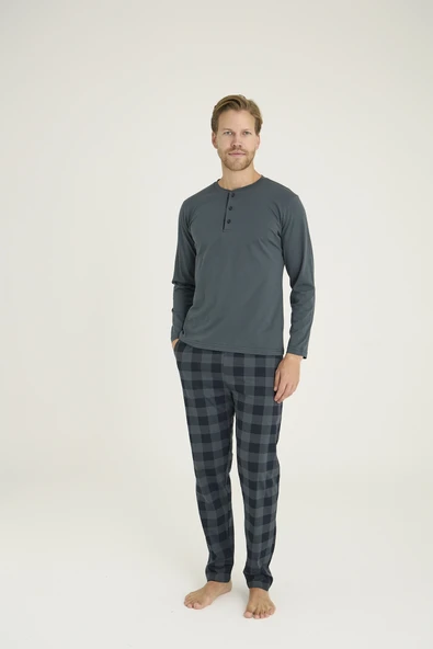 Kocabey 9221 Erkek Midi Yaka Pijama Takım - Resim 3