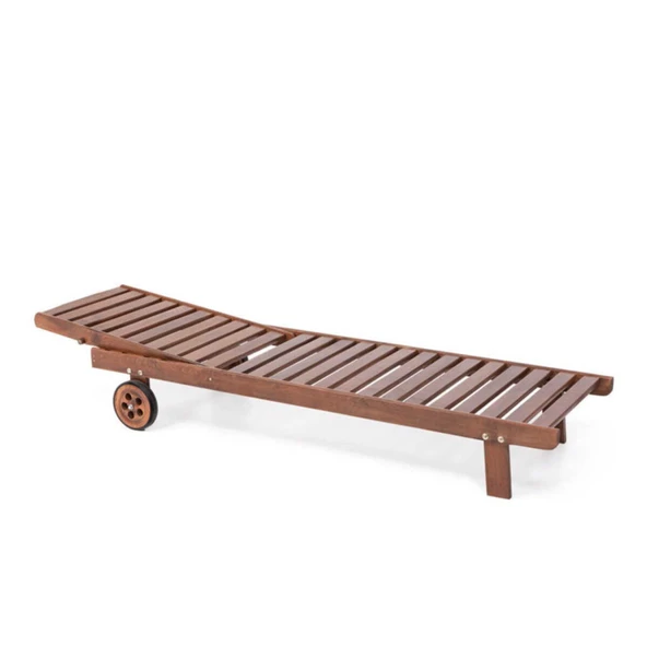 Bahçeme Riva Kademeli Ahşap Şezlong Tekerlekli -5 cm Minderli - Resim 10