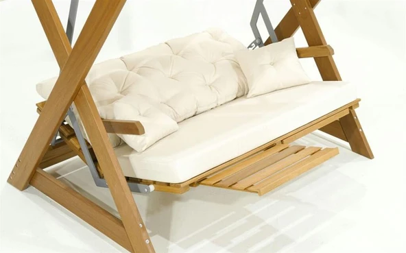 Mobeva Holox İkili Ladin Ahşap Salıncak Dış Mekan Bahçe, Teras Salıncağı -Lacivert - Resim 5