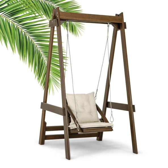 Mobeva Vendy Çocuk Salıncak Dış Mekan Bahçe, Teras Salıncağı - Ladin Ahşap Krem - Resim 2