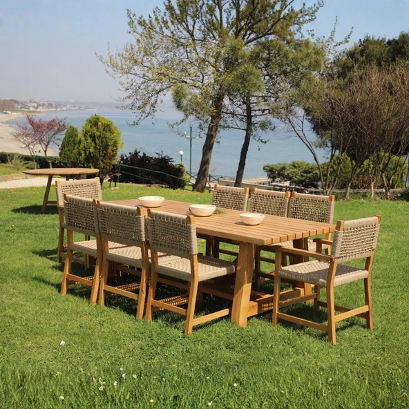 Bahçeme Taksim Kestane Bahçe Takımı: 8 Sandalye + 100X240 Masa ürün görseli