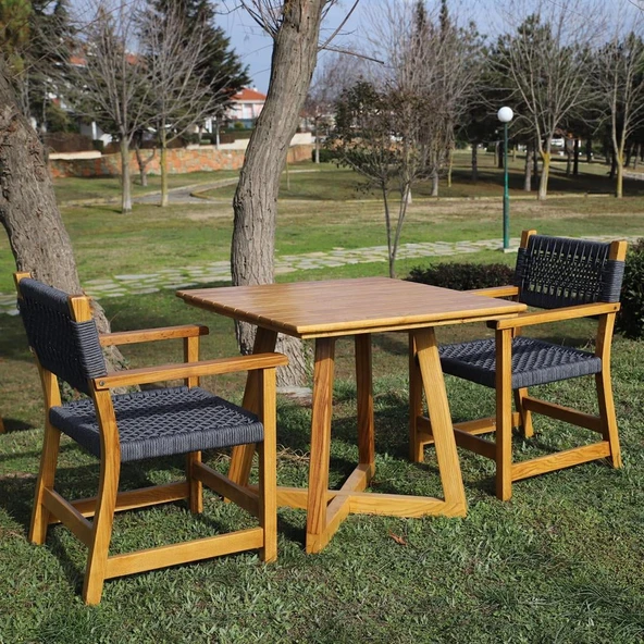 Bahçeme Gökçeada (Berlin) 85X85 Kare Ahşap Masa - Masif Kestane İç ve Dış Mekan Masası - Resim 5