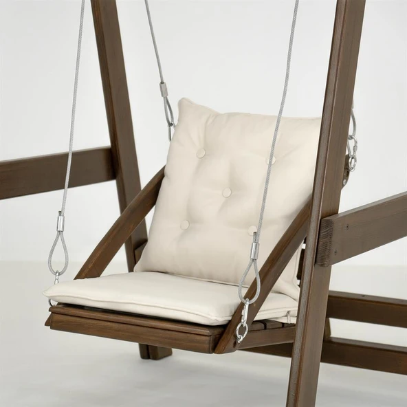 Mobeva Vendy Çocuk Salıncak Dış Mekan Bahçe, Teras Salıncağı - Ladin Ahşap Krem - Resim 4